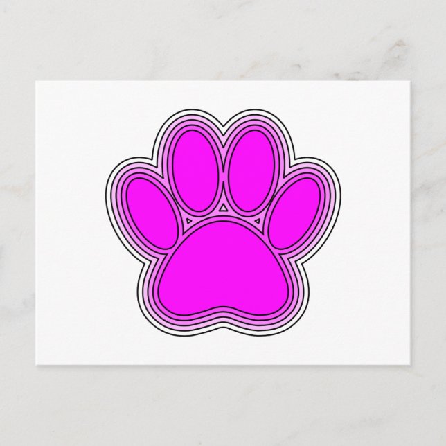 Carte Postale Chien Paw En Rose Avec Des Contours (Devant)