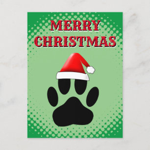 Carte Postale Chien Pawprint Santas Casquette