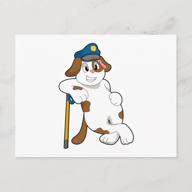 Carte Postale Chien Policier Casquette de policier (Devant)