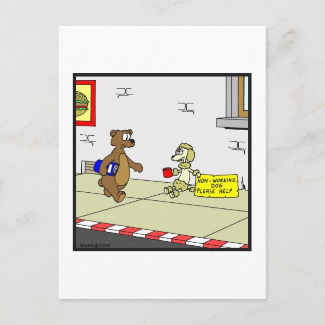 Carte Postale Chien qui ne travaille pas : Dessin de chien (Devant)