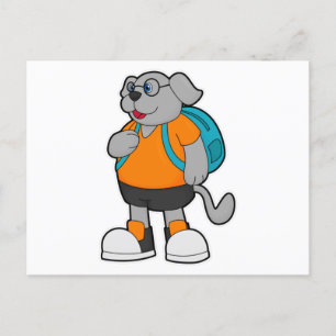 Carte Postale Chien randonneur avec sac à dos