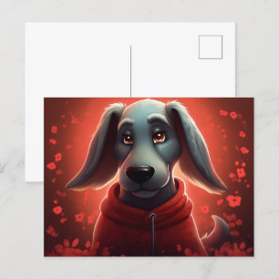 Carte Postale Chien Rouge