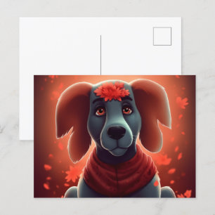 Carte Postale Chien Rouge