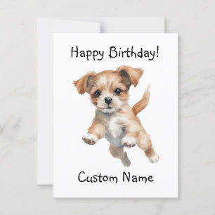 Carte Postale Chien sautant heureux Art – Joyeux Anniversaire