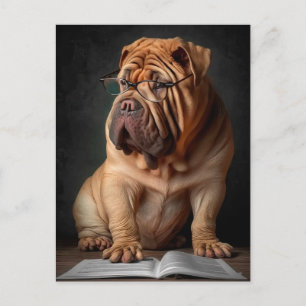 Carte Postale Chien Shar Pei Intelligent avec Conception de Livr