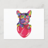 Chien-taureau français au coeur rouge coloré