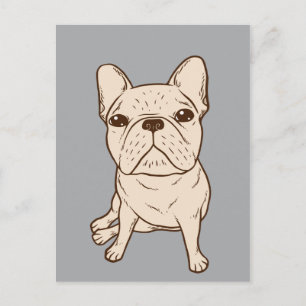 Carte Postale Chien-taureau français de crème