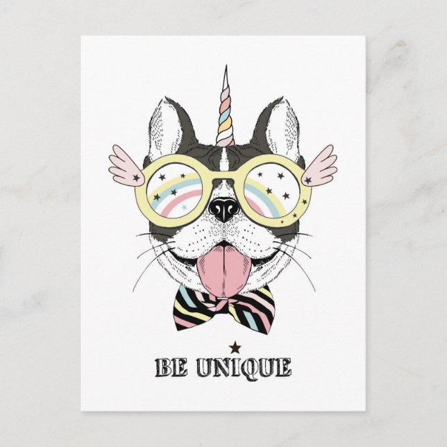 Carte Postale Chien-taureau français Unicorn (Devant)