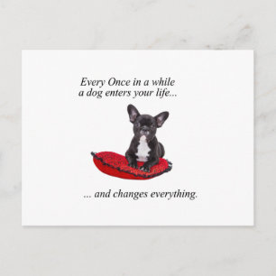 Carte Postale Chien-taureaux français avec coeur et belle citati