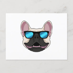 Carte Postale Chien-taureaux français avec lunettes de soleil