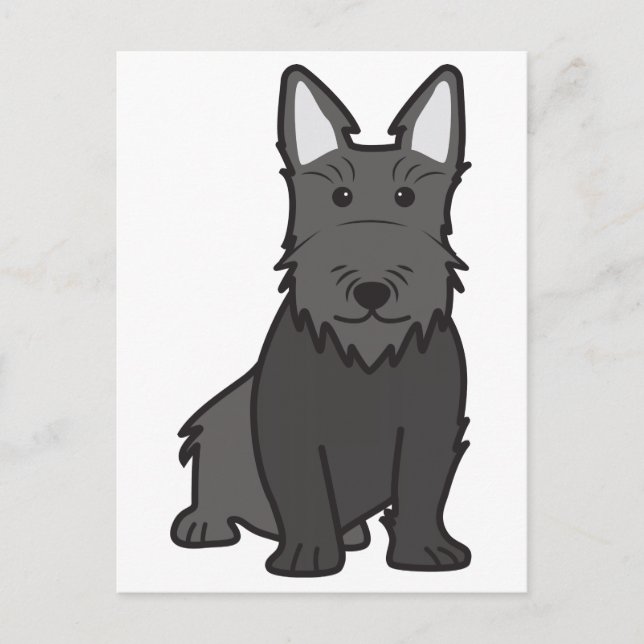 Carte Postale Chien Terrier Ecossais Dessin Animé (Devant)