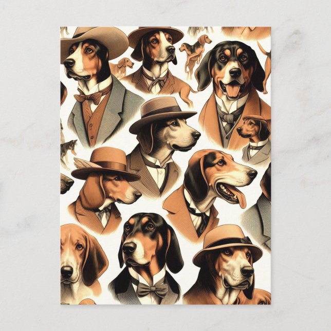 Carte Postale Chien vintage sans soudure (Devant)