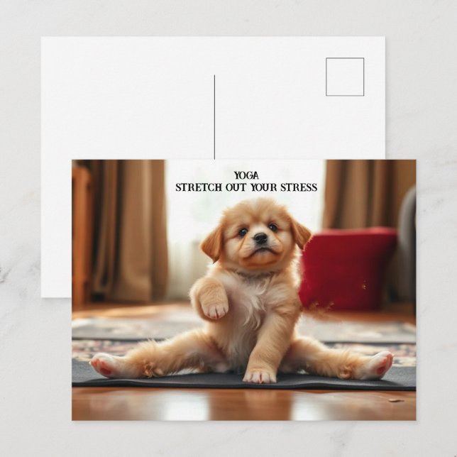Carte Postale Chien Yoga (Devant / Derrière)