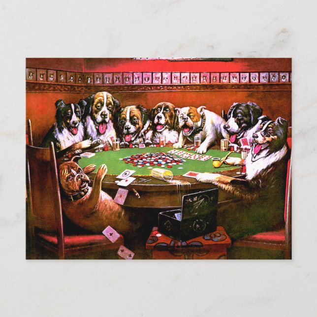 Carte Postale Chiens amusants à jouer au poker (Devant)