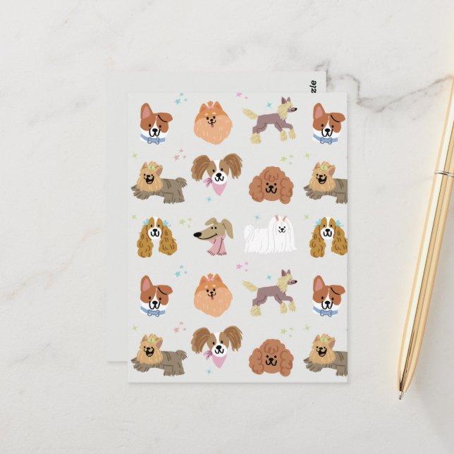 Carte Postale Chiens Animaux de compagnie Papier de papeterie po (Devant/Arrière en situation)