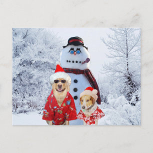 Carte Postale Chiens cool et Snowman