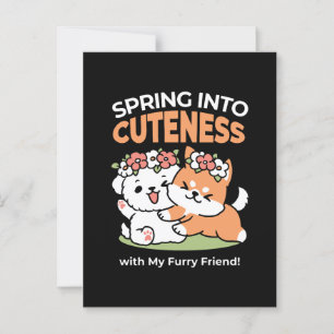 Carte Postale Chiens de jeu avec Flower Crowns - Fun Spring Them