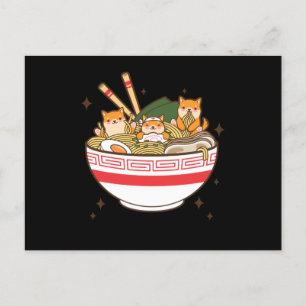 Carte Postale Chiens de Kawaii mangeant Ramen