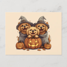 Carte Postale Chiens de l'Halloween Golden Retriever Jack-o'-lan