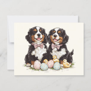 Carte Postale Chiens de montagne bernois de Pâques Oeufs de Pâqu