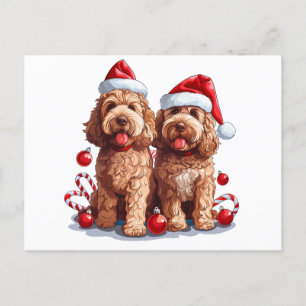 Carte Postale Chiens de Noël Goldendoodle