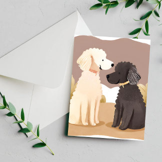 Carte Postale Chiens Fluffy | Peinture Aquarelle d'Animal de Com