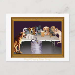 Carte Postale Chiens Jouant Beer Pong
