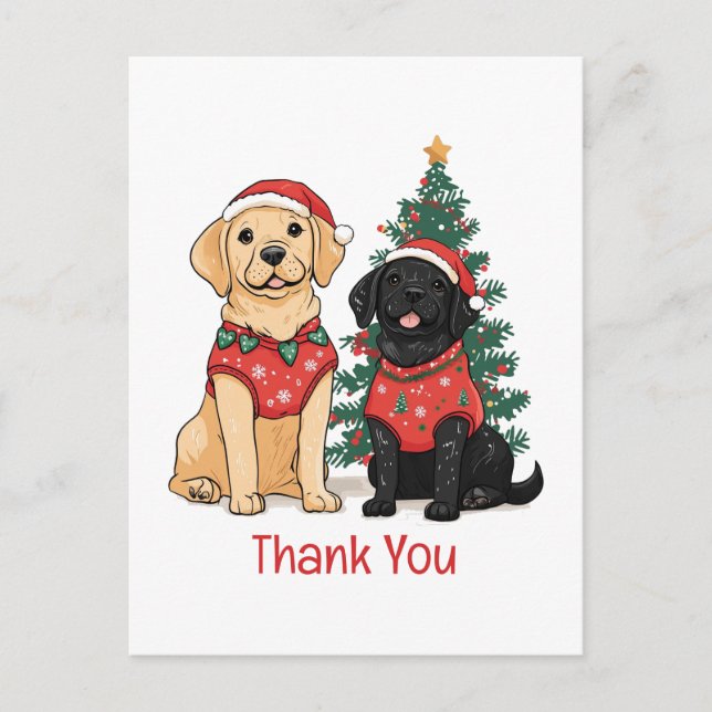 Carte Postale Chiens Labrador Retriever de Noël Merci (Devant)