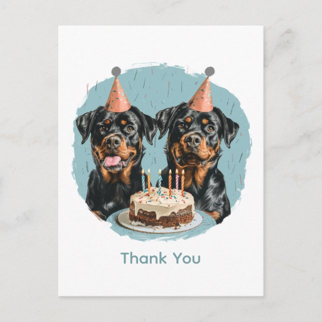 Carte Postale Chiens Rottweiler Anniversaire Merci (Devant)