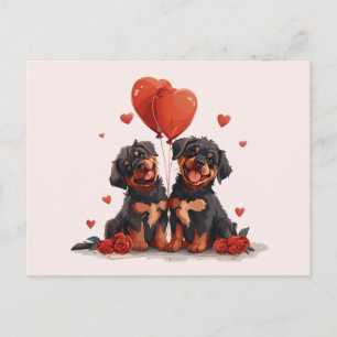 Carte Postale Chiens rotules de la Saint-Valentin