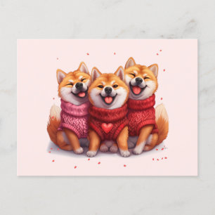 Carte Postale Chiens Shiba Inu pour la Saint-Valentin