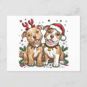 Carte Postale Chiens taureaux de Noël Pit