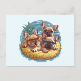 Carte Postale Chiens-taureaux français - Flotte de la piscine d'