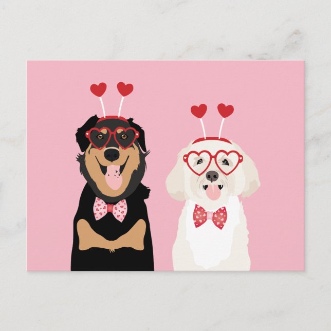 Carte Postale Chiens Valentine Rottweiler Maltipoo Chiot (Devant)