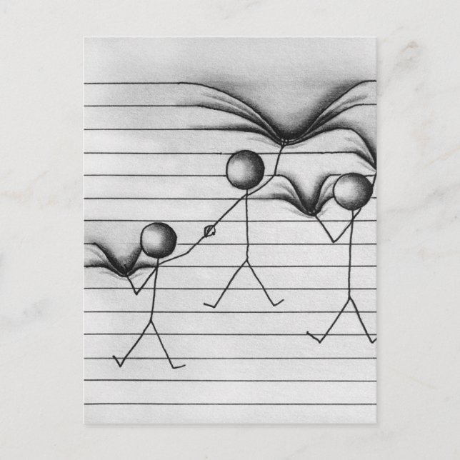 Carte Postale Chiffre dessin de bâton d'accrocher sur des lignes (Devant)