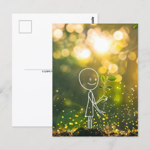 Carte Postale Chiffre en bâton d'art en ligne blanche, Croisemen