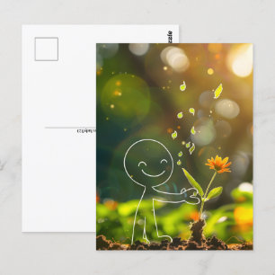 Carte Postale Chiffre en bâton d'art en ligne blanche, Croisemen