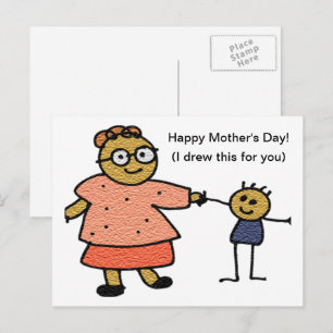 Carte Postale Chiffres de Mère et Enfant pour la Fête des Mères