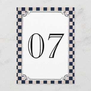 Carte Postale Chiffres de table de Mariage en carton vapeur