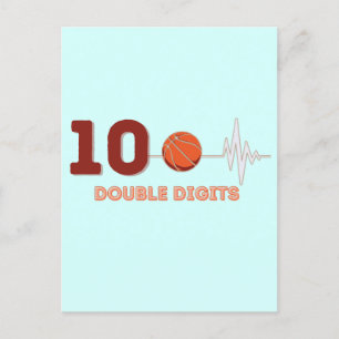 Carte Postale Chiffres doubles 10 ans Anniversaire Basketball