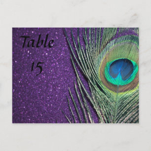 Carte Postale Chiffres du Mariage Peacock violet et noir