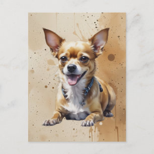 Carte Postale Chihuahua aquarelle, animal chien de compagnie