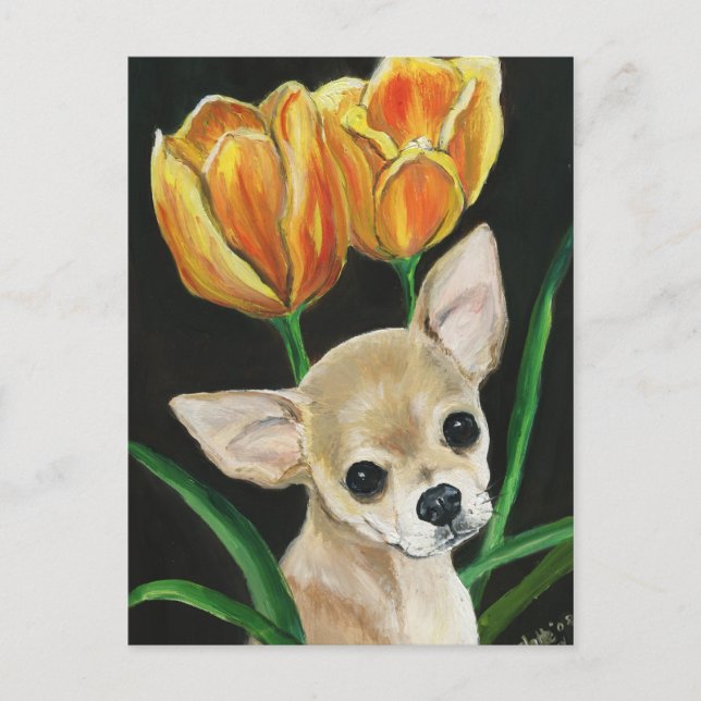 Carte postale Chihuahua Art "Tip Toeing Thru the T (Devant)
