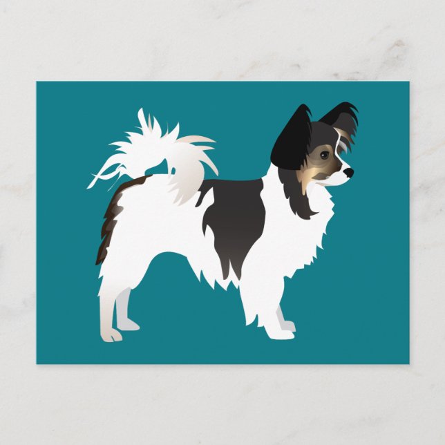 Carte Postale Chihuahua aux cheveux longs ou Papillon Conception (Devant)