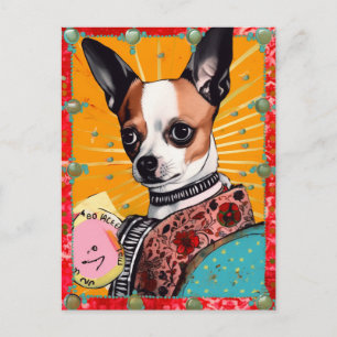 Carte Postale Chihuahua Chien Collage Coloré