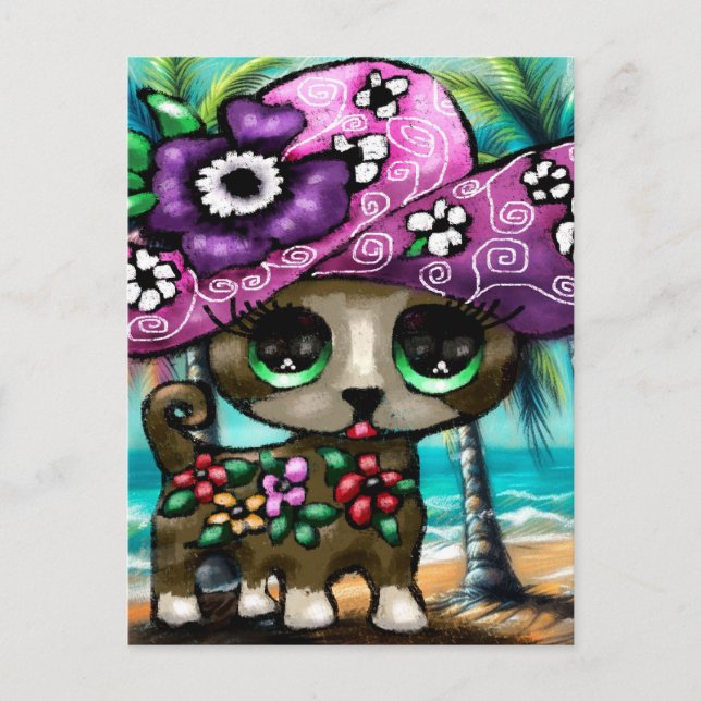 Carte Postale Chihuahua Chien Whimsical sur les palmiers de vaca (Devant)