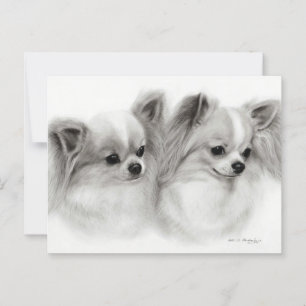 Carte Postale Chihuahua Pair Peint à la main Portrait pour anima