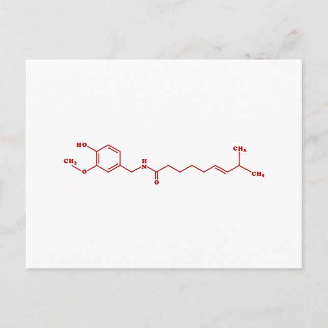 Carte Postale Chili Capsaicin Formule chimique moléculaire (Devant)