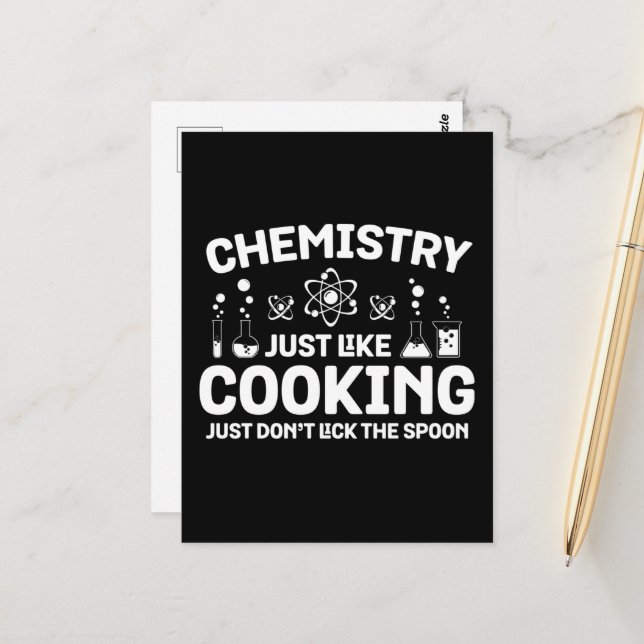 Carte Postale Chimie Comme Cuisine Ne pas lick Spoon (Devant/Arrière en situation)