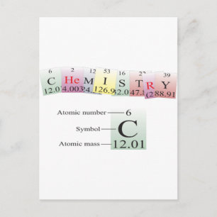 Carte Postale Chimie épelée avec éléments